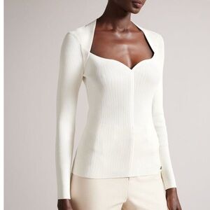 NWT Ted Baker London Sweetheart Neckline Knitted White Top